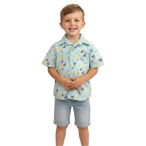 Disney Parks Disneyland Boy’s XS Button Up Short Sleeve Shirt Mickey Mouse Print
